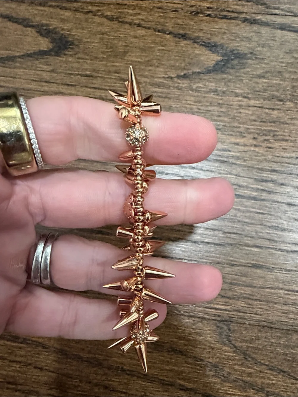 Rose Gold Spike Bracelet + Black Hematite Beaded Bracelet